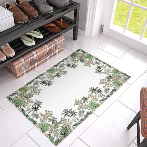 Indoor Doormats Absorbent Bath Rugs Non-Slip Rubber Backing Front Door Mat Tropical Palm Coconut Lemon Tree Entrance Floor Mats Animal Peacock on White Carpet for Bedroom Bathroom18 x30