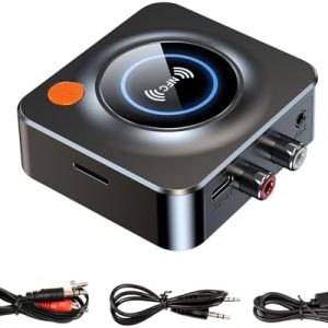 Recepteur Bluetooth 5.3, Stereo Audio HiFi Receiver, RCA 3,5 mm Jack AUX Adaptateur Bluetooth, Stereo Audio HiFi Receiver pour Smartphone, Tablette, Enceinte Home Cinema